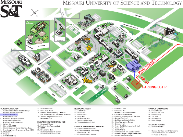 Map of S&T campus with BCH highlighted.